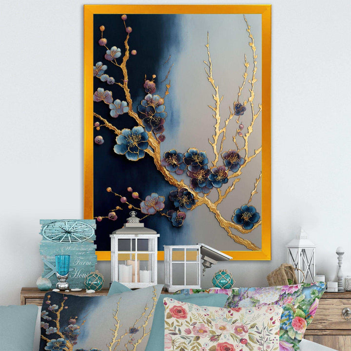 Blue Cherry Blossom Branch II