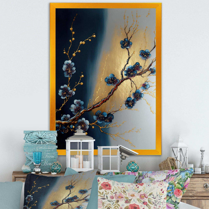 Blue Cherry Blossom Branch III