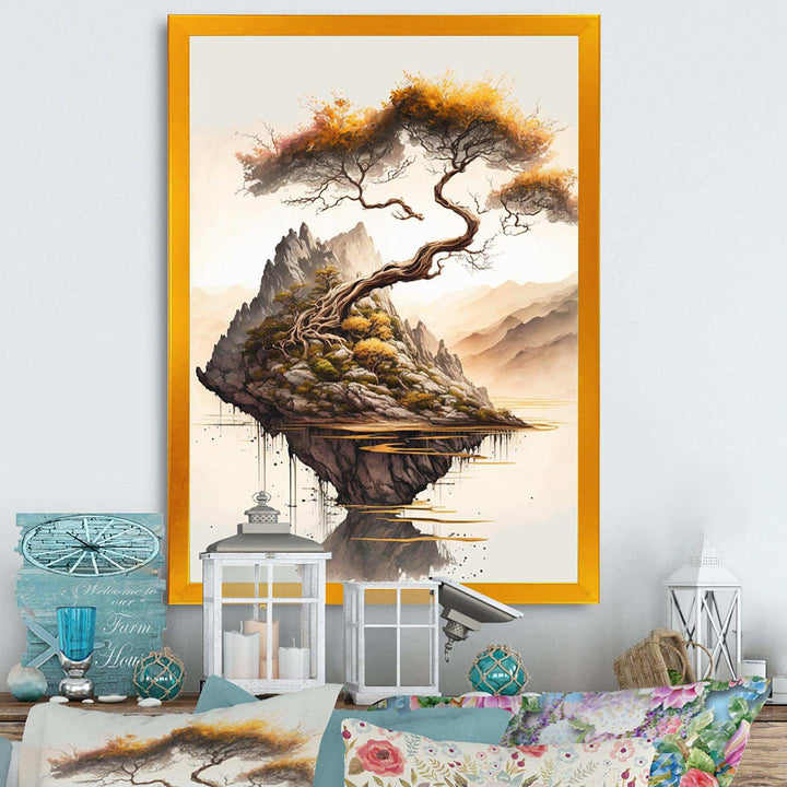 Bright Bonsai Tree On Rock IV