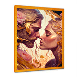 Gold And Pink Couple Kissing Art