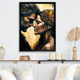 Black And Gold Couple Kissing Art I