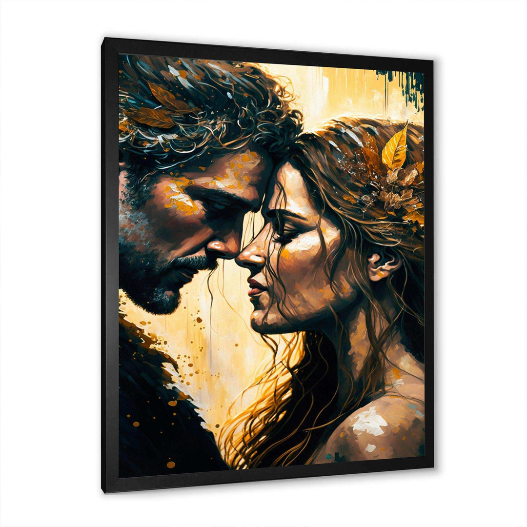 Black And Gold Couple Kissing Art I