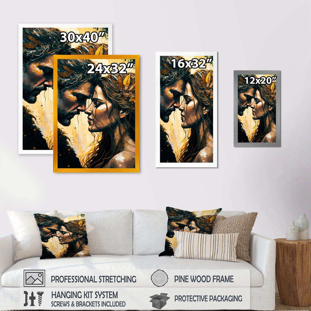 Black And Gold Couple Kissing Art I