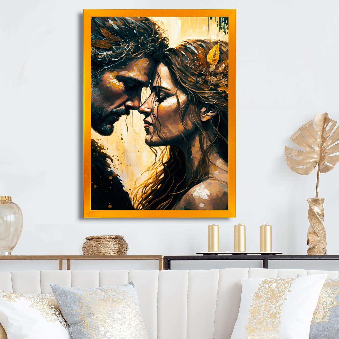 Black And Gold Couple Kissing Art I