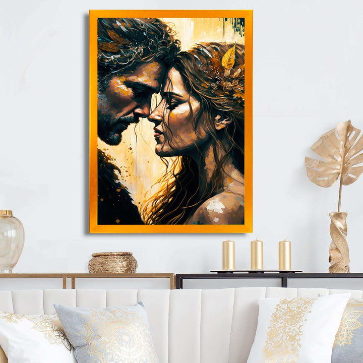 Black And Gold Couple Kissing Art I