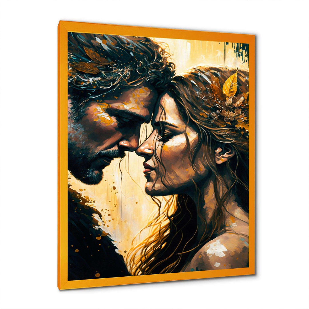 Black And Gold Couple Kissing Art I