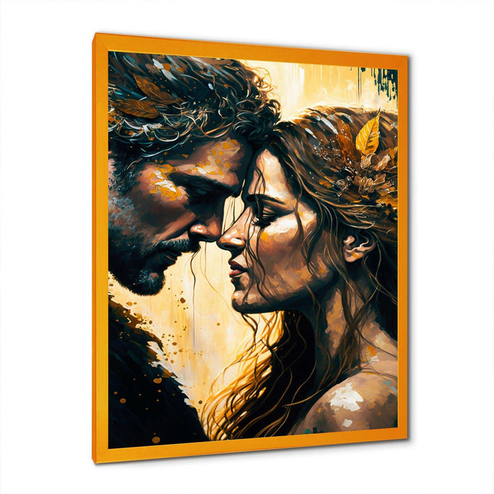 Black And Gold Couple Kissing Art I