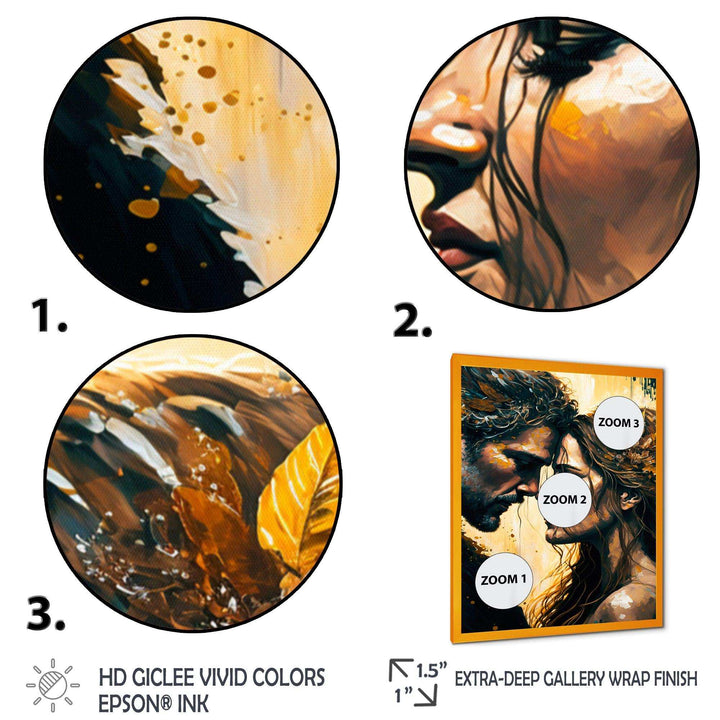 Black And Gold Couple Kissing Art I
