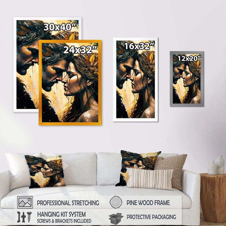Black And Gold Couple Kissing Art I