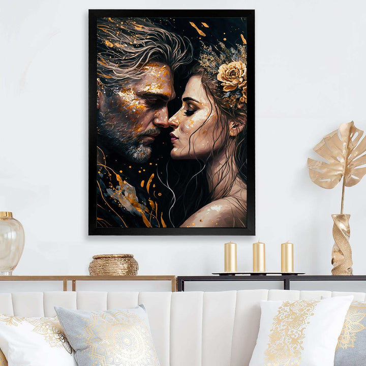 Black And Gold Couple Kissing Art II