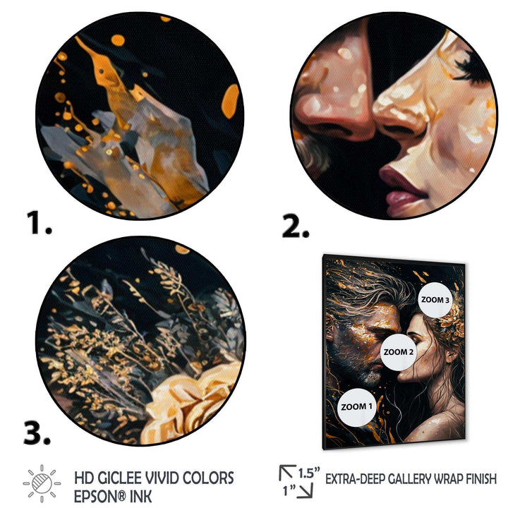 Black And Gold Couple Kissing Art II