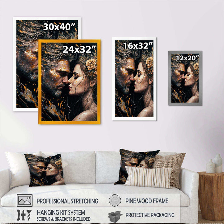Black And Gold Couple Kissing Art II