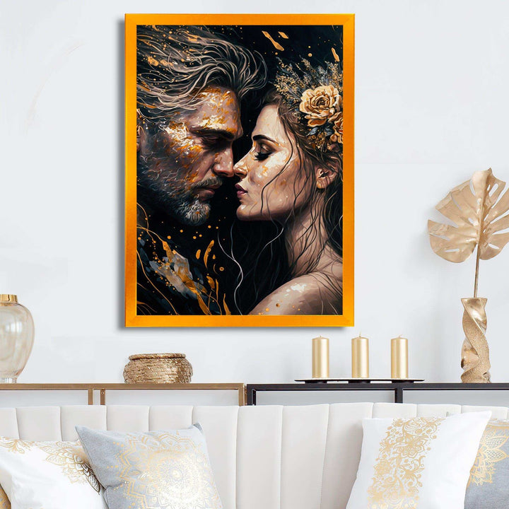 Black And Gold Couple Kissing Art II