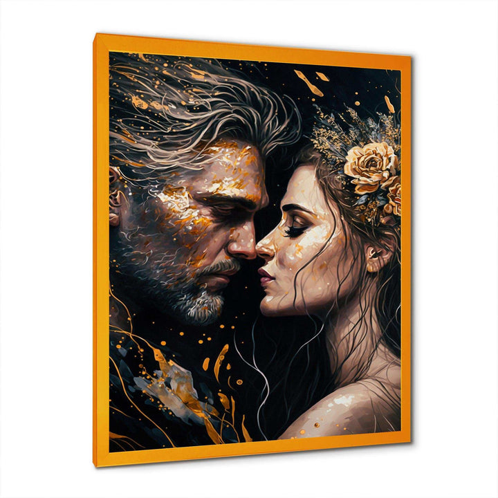 Black And Gold Couple Kissing Art II