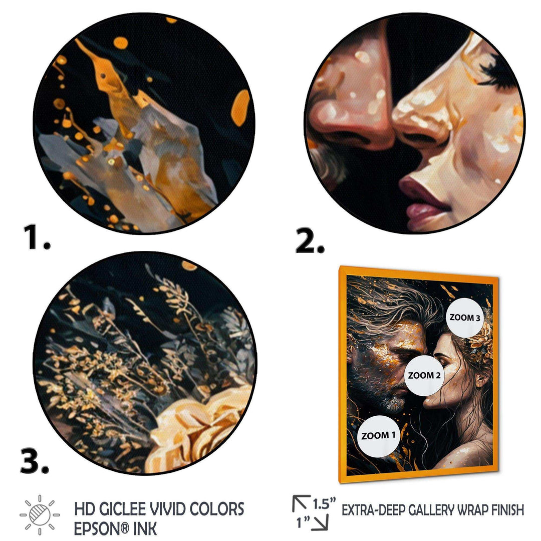 Black And Gold Couple Kissing Art II