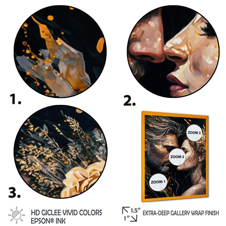 Black And Gold Couple Kissing Art II