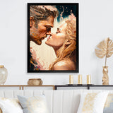Blue And Gold Couple Kissing Art