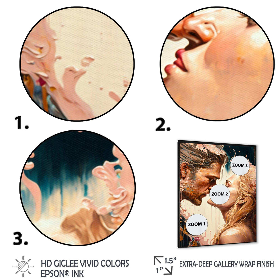 Blue And Gold Couple Kissing Art