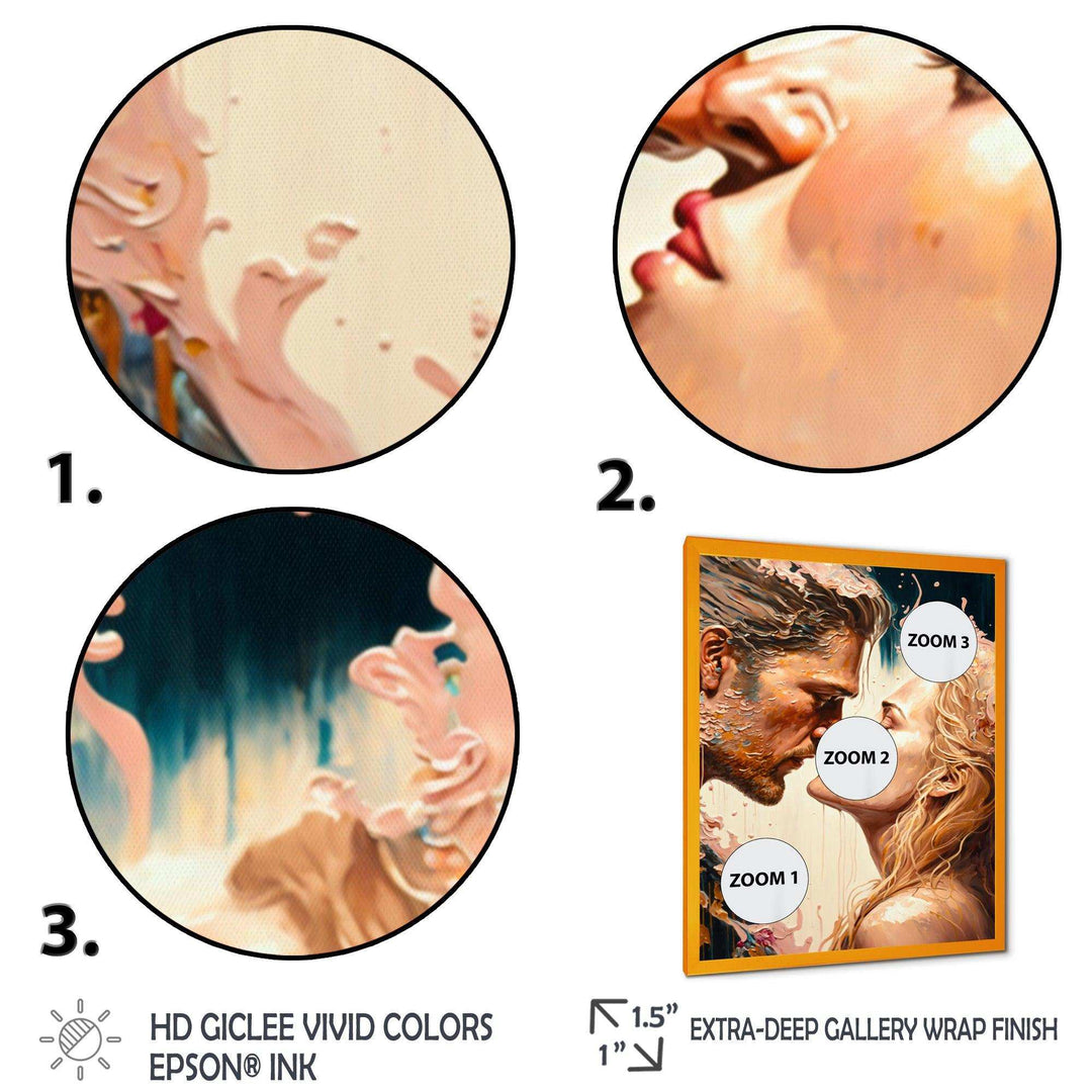 Blue And Gold Couple Kissing Art