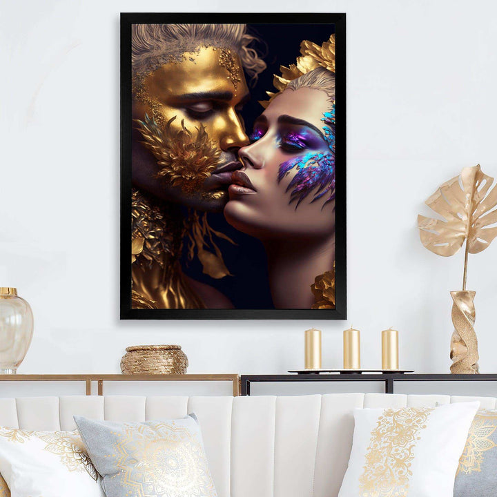 Black And Gold Couple Kissing Art III