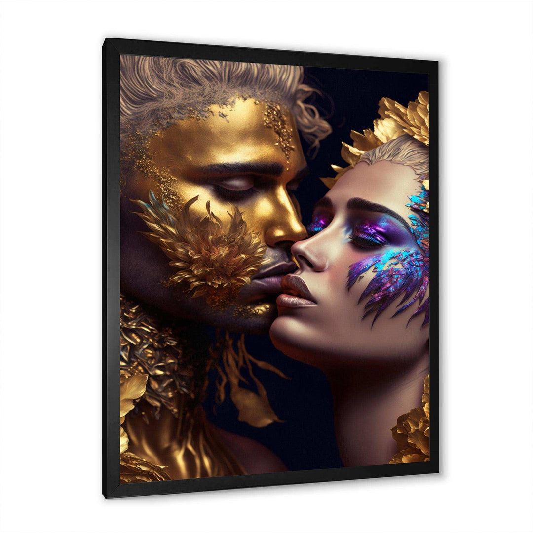 Black And Gold Couple Kissing Art III