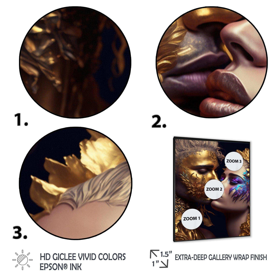 Black And Gold Couple Kissing Art III