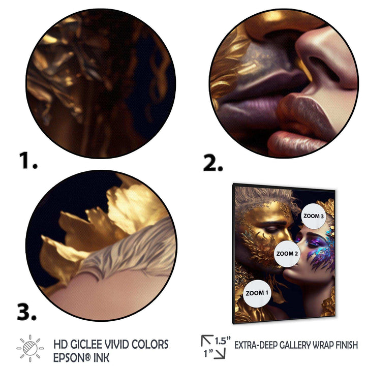 Black And Gold Couple Kissing Art III