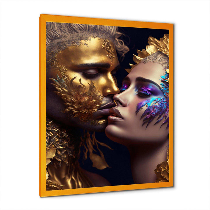 Black And Gold Couple Kissing Art III