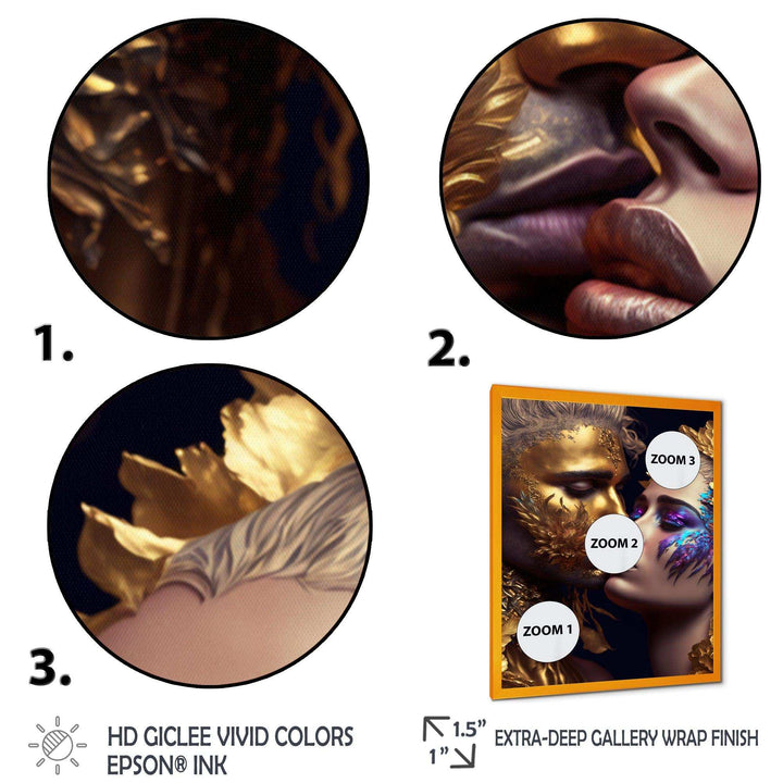 Black And Gold Couple Kissing Art III