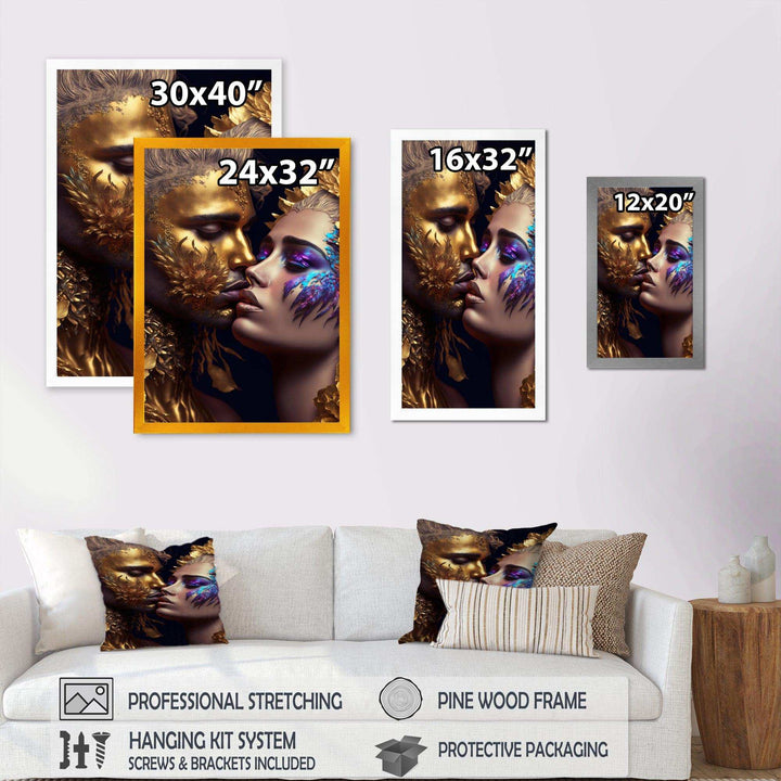 Black And Gold Couple Kissing Art III