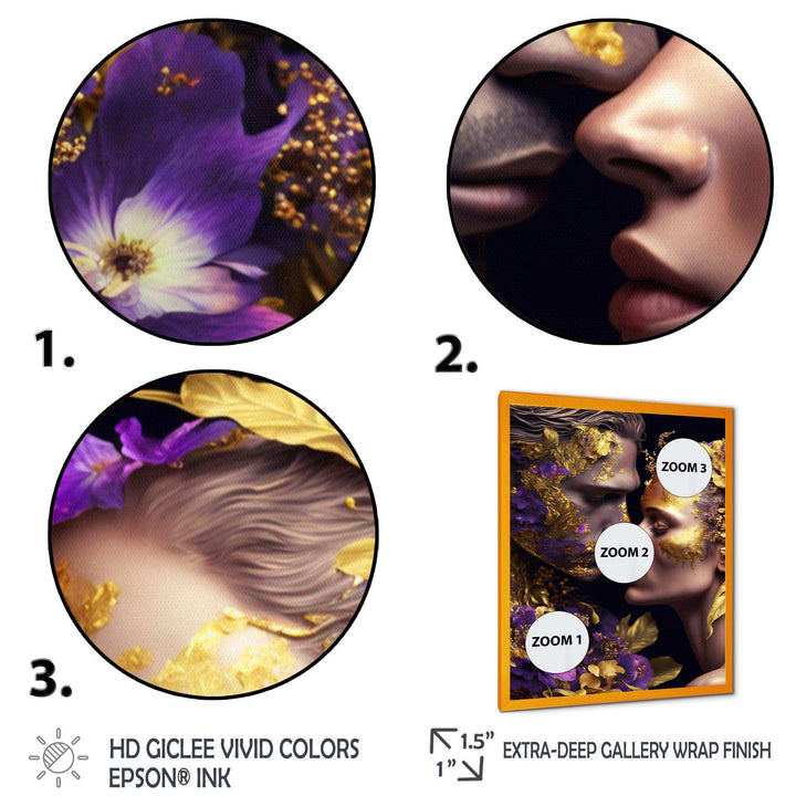 Loving Couple Kissing Floral Design I