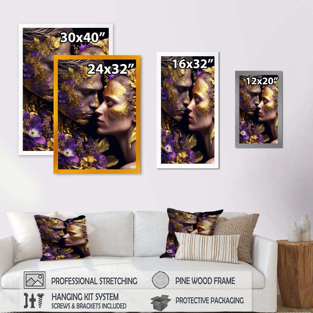 Loving Couple Kissing Floral Design I