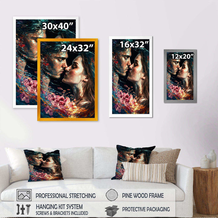 Loving Couple Kissing Floral Design II