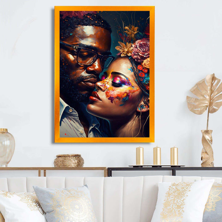 Loving Couple Kissing Floral Design III