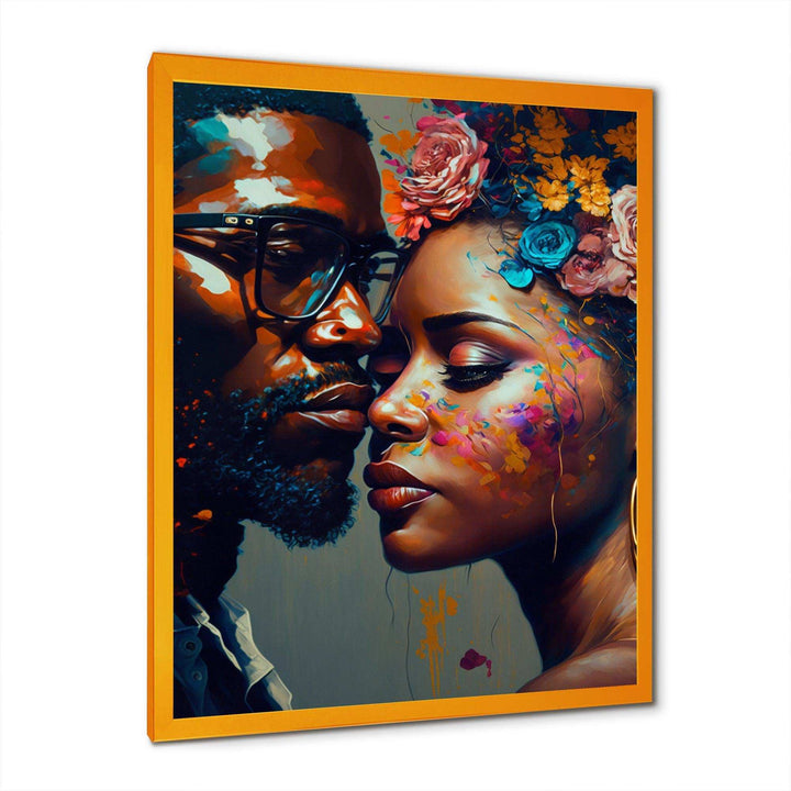 Loving Couple Kissing Floral Design V