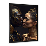 Gold African Amercian Couple Kissing