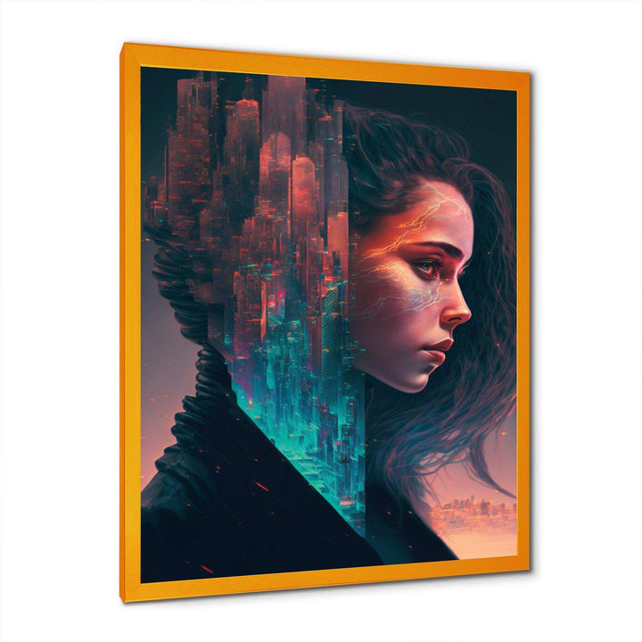Double Exposure Woman Future City II