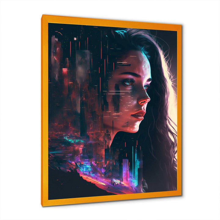 Double Exposure Woman Future City IV