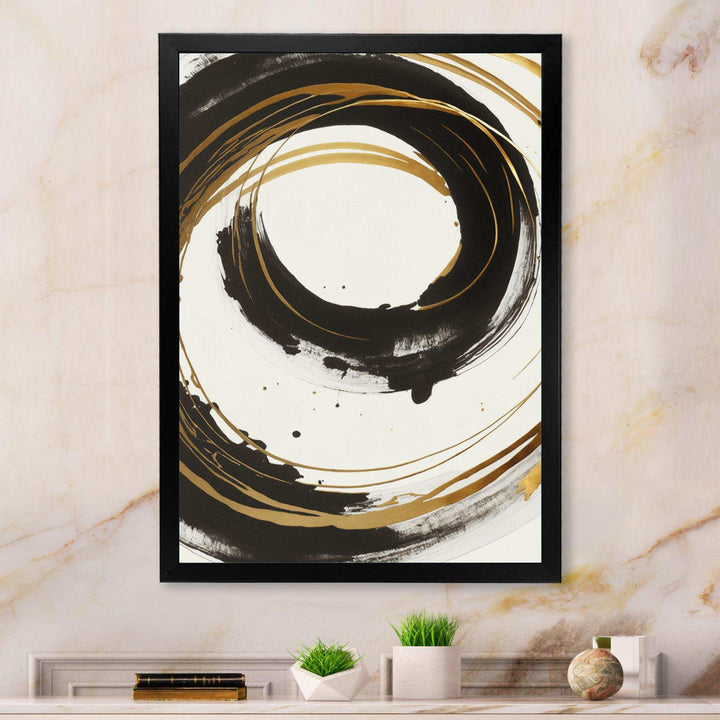 Black And Gold Curves I - Modern Living Room Wall Decor