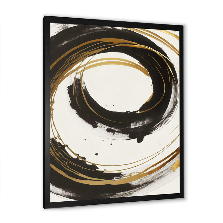 Black And Gold Curves I - Modern Living Room Wall Decor