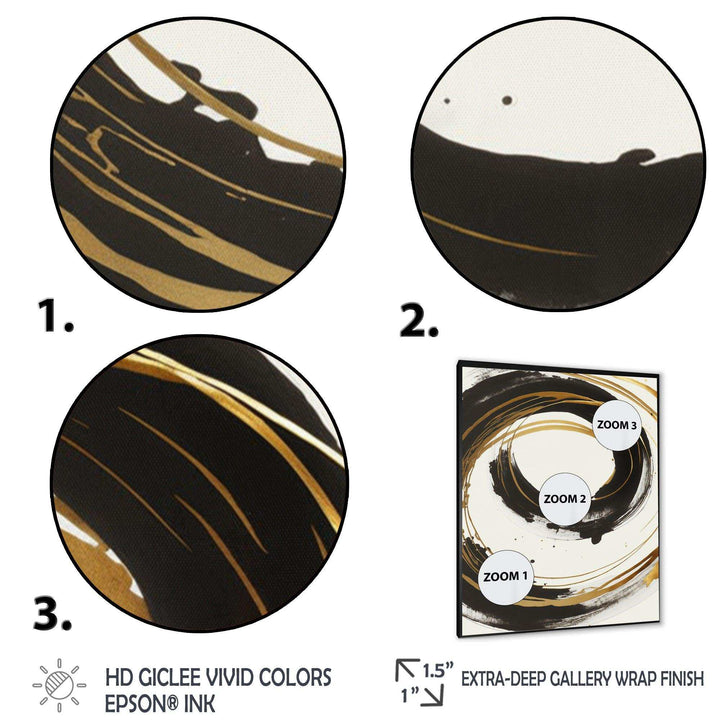 Black And Gold Curves I - Modern Living Room Wall Decor