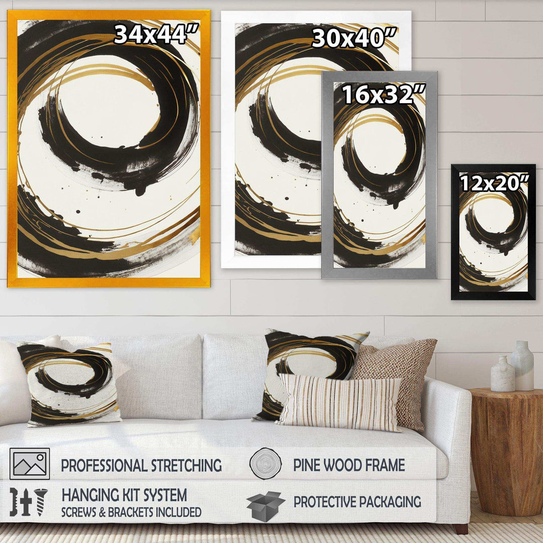 Black And Gold Curves I - Modern Living Room Wall Decor