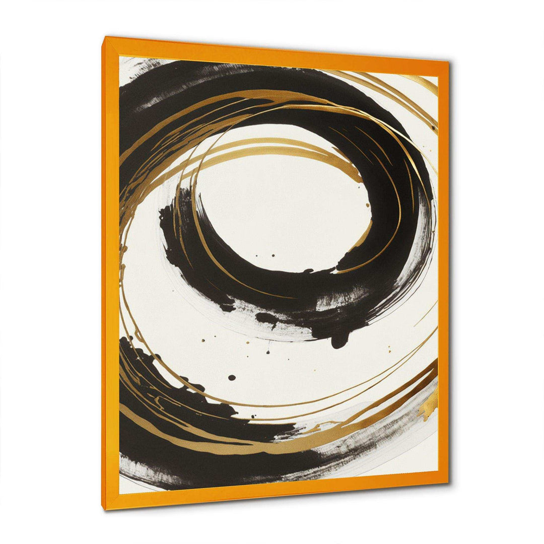 Black And Gold Curves I - Modern Living Room Wall Decor