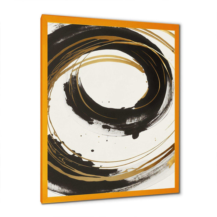 Black And Gold Curves I - Modern Living Room Wall Decor