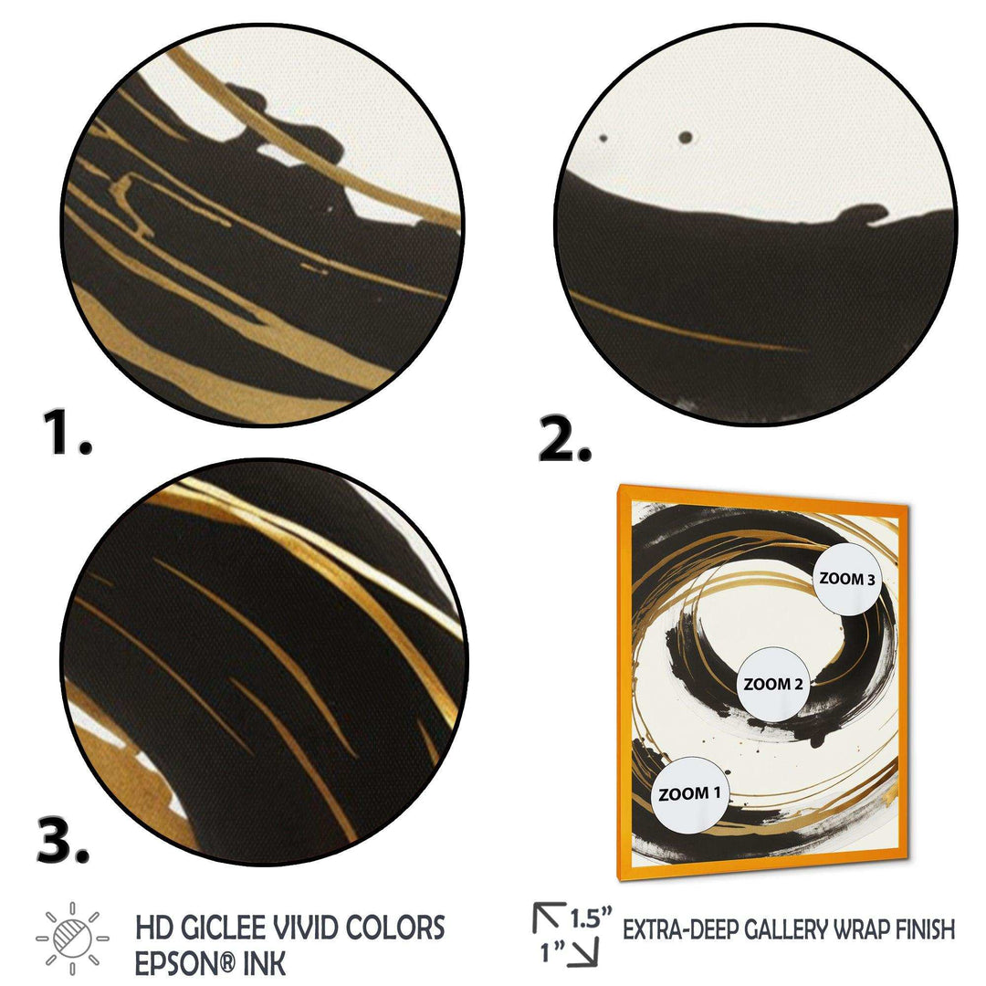 Black And Gold Curves I - Modern Living Room Wall Decor