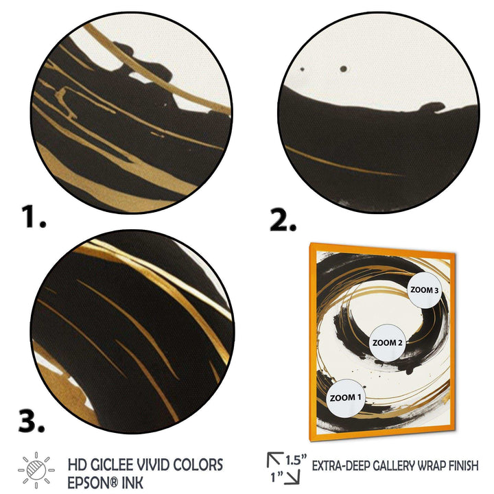 Black And Gold Curves I - Modern Living Room Wall Decor
