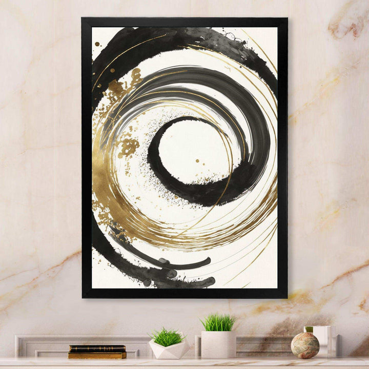 Black And Gold Curves IV - Modern Bedroom Wall Art