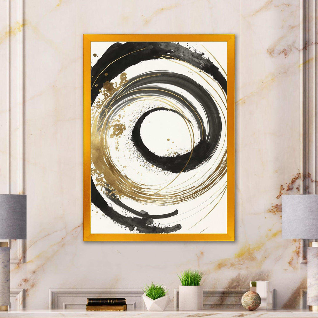 Black And Gold Curves IV - Modern Bedroom Wall Art