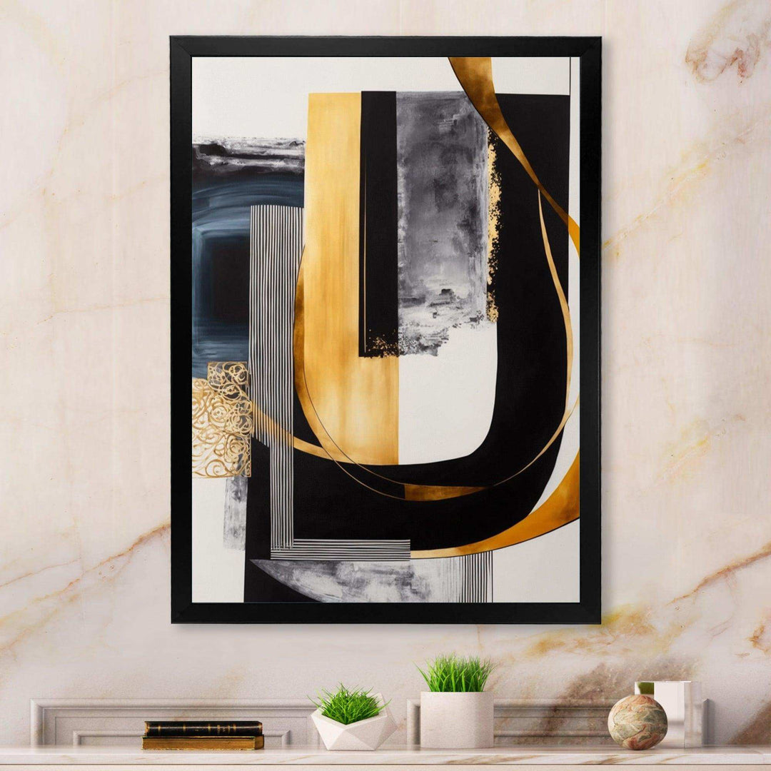 Glam Gold And Black Expression III - Modern Living Room Wall Decor