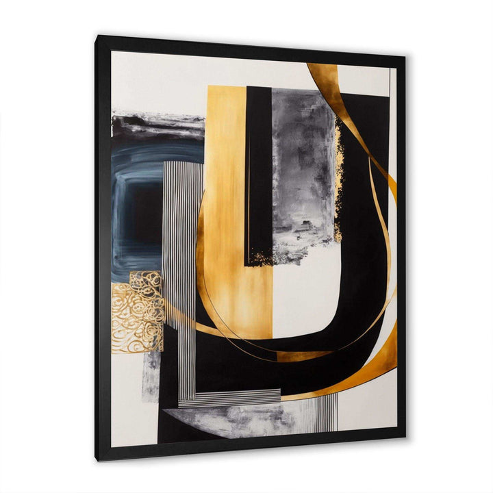 Glam Gold And Black Expression III - Modern Living Room Wall Decor